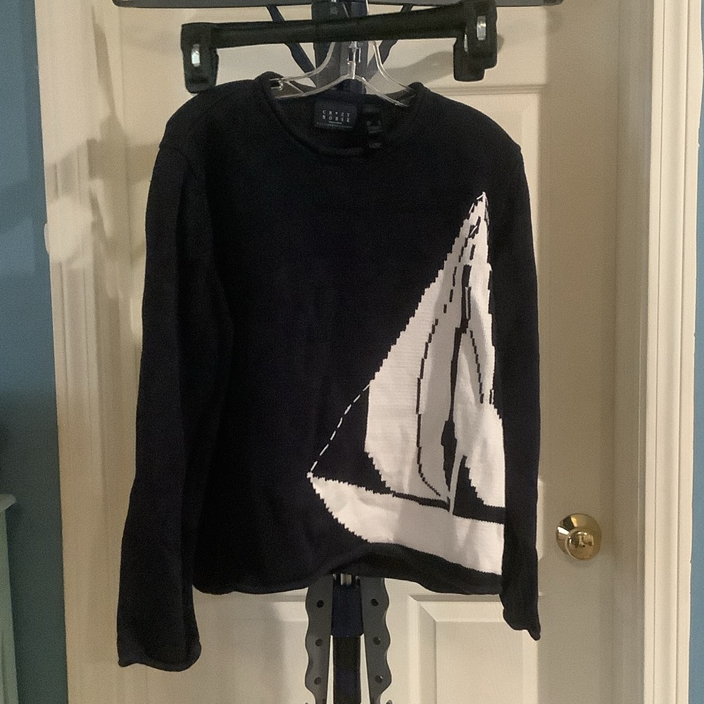 Black & White Sailboat Crewneck Sweater